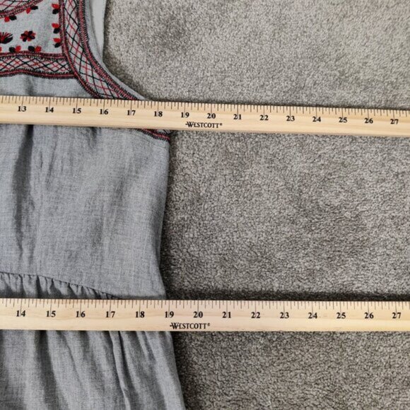 Old Navy Women's Midi Dress Sz L Gray Cotton Embroidery Lined Resortwear Outdoor - Picture 9 of 10